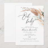 Pampas boho Oh Baby baby shower Kaart (Voorkant / Achterkant)