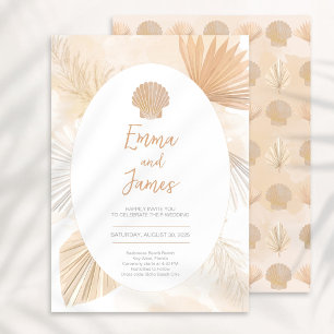 Pampas Boho Palm Ocean Wedding Kaart