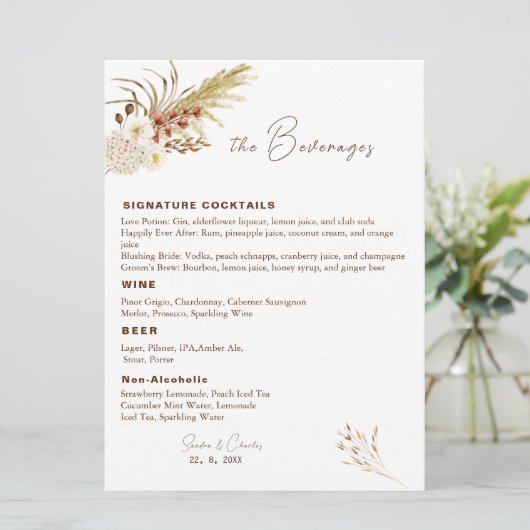 Pampas Boire Menu Modèle (Debout devant)