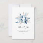 pampas carte de remerciements de baptême fleurie (Devant)