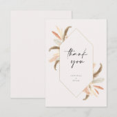 Pampas Carte de remerciements Gold Crystal Mariage (Devant / Derrière)