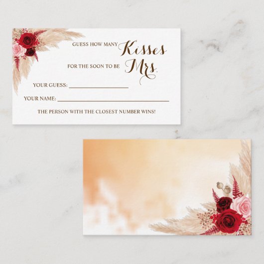 Pampas Combien de baisers pour Mme Douche carte de (Devant / Derrière)