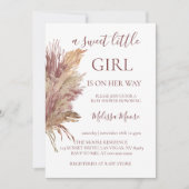 Pampas élégance mauve baby shower rose invitation (Devant)