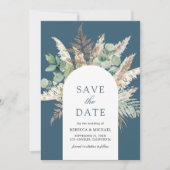 Pampas Eucalyptus Arch Dusty Blue Wedding Save The Date (Voorkant)