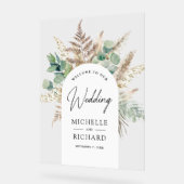 Pampas Eucalyptus Arch Wedding Welcome Acryl Bord (Hoek)