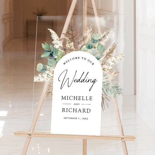 Pampas Eucalyptus Arche de Mariage Bienvenue