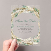 Pampas Eucalyptus Krans Trouwen Save the Date Acryl Uitnodigingen (Insitu (Draagbaar))