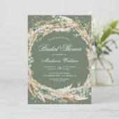 Pampas Eucalyptus Wreath Sage Green Bridal Shower Kaart (Staand voorkant)