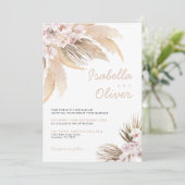 Pampas Faire-part de mariage boho beige (Debout devant)