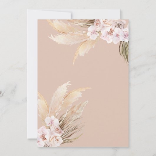 Pampas Faire-part de mariage boho beige (Dos)