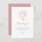 pampas fleurie poussiéreuse rose baptême carte de (Devant / Derrière)