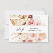 Pampas florale rose et beige Boho avec RSVP de rep (Devant)