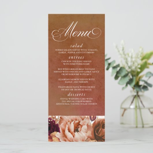 Pampas Gras Bloem Aardewerk Menu (Staand voorkant)