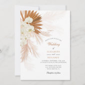Pampas Gras Bloem Bruin Bruiloft Kaart (Voorkant)