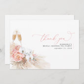 Pampas Gras Bloem Roze Bruiloft Dank Je Bedankkaart (Voorkant / Achterkant)