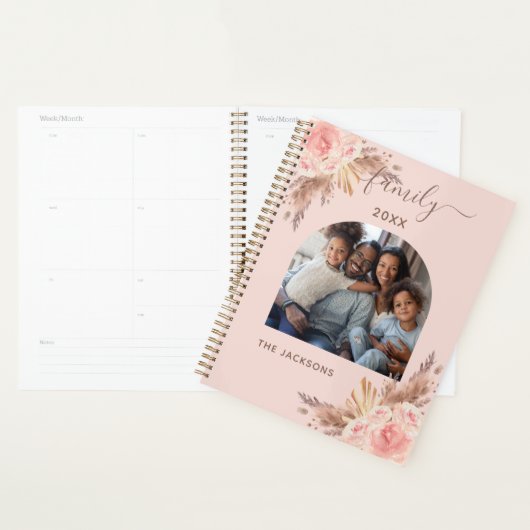 Pampas gras blush roze bloemenfoto 2025 planner (Display)