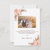 Pampas gras blush roze foto boho bruiloft bedankkaart (Achterkant)