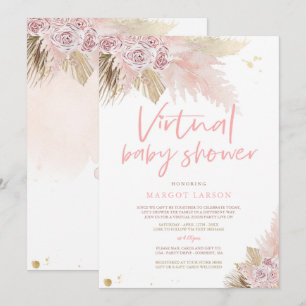 Pampas Gras Bohemian Virtuele Zoom Baby Shower Kaart
