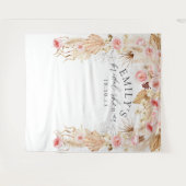 Pampas gras Boho bloem bruidsfeest achtergrond Wandkleed (Voorkant (horizontaal))