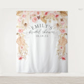 Pampas gras Boho bloem bruidsfeest achtergrond Wandkleed (Voorkant)