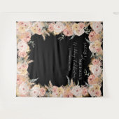 Pampas Gras Boho Bloemige Roze Rozen Bruiloft Wandkleed (Voorkant (horizontaal))