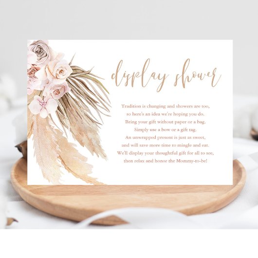 Pampas gras boho bohemian display douche inzetstuk informatiekaartje