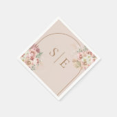 Pampas Gras Boho Boog Monogram Servetten (Hoek)
