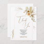 Pampas gras boho elegante bruidsdouche bedankkaart (Voorkant / Achterkant)