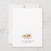 Pampas gras boho elegante bruiloftsdouche bedankkaart (Achterkant)