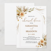 Pampas gras boho elegante repetitie diner kaart (Voorkant / Achterkant)