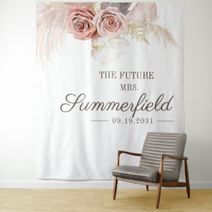 Pampas Gras Boho Fotohokje Bruidsfeest Wandkleed