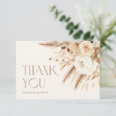 Pampas Gras Boho Neutrale Bruidsdouche Bedankkaart (Staand voorkant)