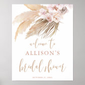 Pampas gras boho thema bruidsshower welkomstbord poster (Voorkant)