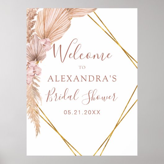 Pampas Gras Boho Tropische Bruiloft  Poster (Voorkant)