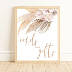 Pampas gras boho woestijnkaarten en cadeaubord poster