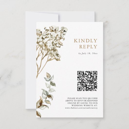 Pampas Gras Bruiloft Boho QR Code RSVP Kaartje (Voorkant)