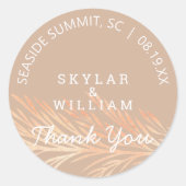 Pampas gras bruiloft neutraal geroosterde amandel ronde sticker (Voorkant)