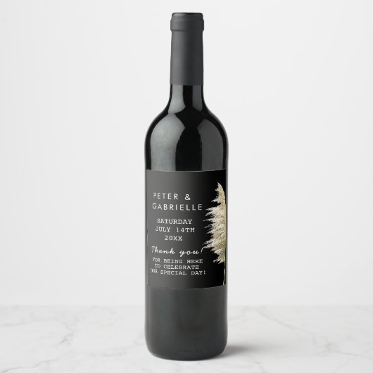 Pampas gras bruiloft wijn fles labels wijn etiket (Voorkant)
