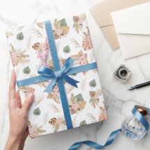 Pampas gras en bloemen op wit