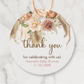 Pampas gras en Boho Rozen baby shower bedankjes Bedankjes Labels (Achterkant)