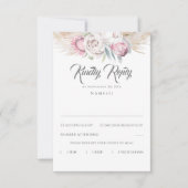 Pampas gras en roze koning Protea bruiloft RSVP (Voorkant)