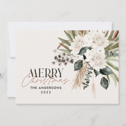 Pampas gras eucalyptus moody modern boho elegant feestdagenkaart (Voorkant)