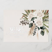 Pampas gras eucalyptus moody modern sage groen folie feestdagenkaart (Voorkant)