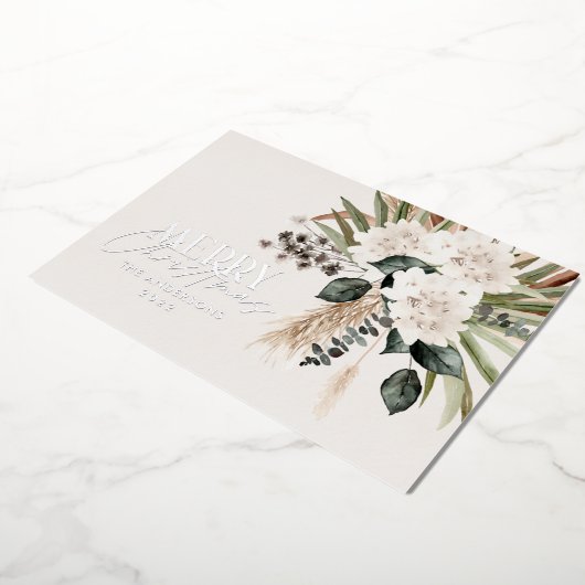 Pampas gras eucalyptus moody modern sage groen folie feestdagenkaart (Gedraaid)