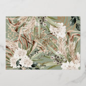 Pampas gras eucalyptus moody modern sage groen folie feestdagenkaart (Achterkant)
