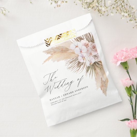 Pampas gras gedroogd botanisch script boho bruilof bedankzakje (Gezegeld)