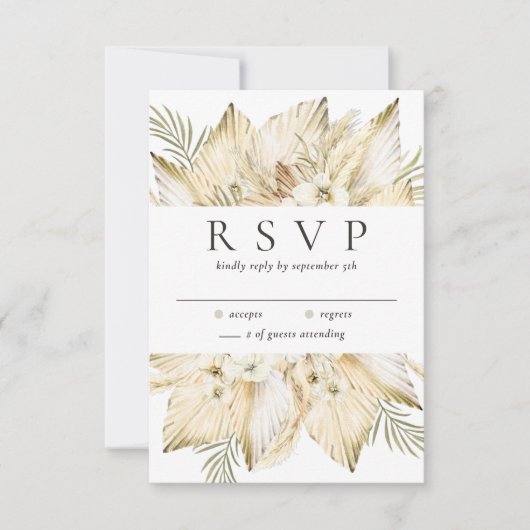 Pampas Gras Gedroogde Woestijn Bloemen Boho Eenvou RSVP Kaartje (Voorkant)