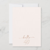 Pampas Gras Glas Hallo 40 Verjaardagsuitnodiging Kaart (Achterkant)