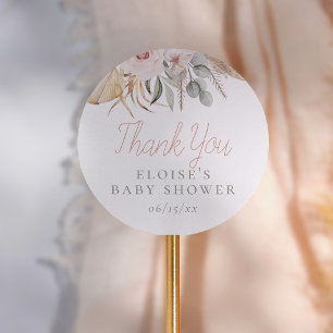 Pampas Gras Meisje Baby Shower Dank Je Wel Ronde Sticker