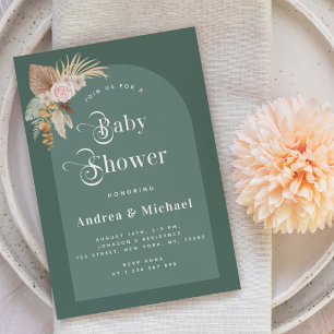Pampas Gras Mos Groen Boho Boog Baby Shower Kaart
